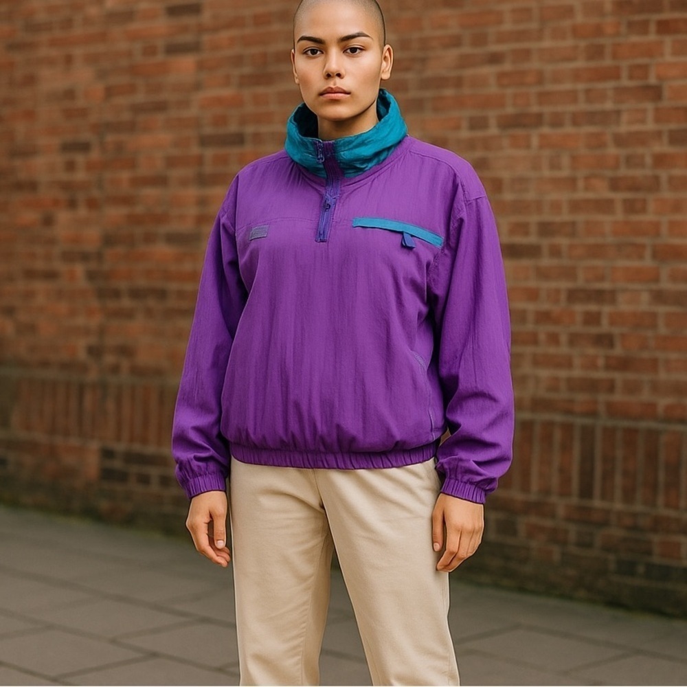 COLUMBIA 90'S FUNNEL NECK PULLOVER WINDBREAKER RUNNING ATHLETIC JACKET